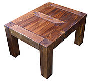Nábytok - Masívný stôl s drevenou mozaikou - 5343655_