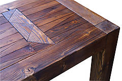 Nábytok - Masívný stôl s drevenou mozaikou - 5343657_