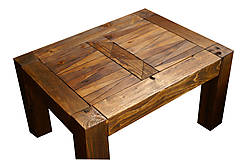 Nábytok - Masívný stôl s drevenou mozaikou - 5343658_