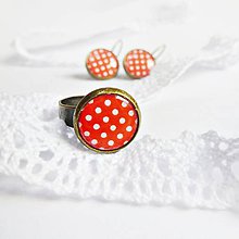 Prstene - bílé puntíky s červenou II - 5367606_