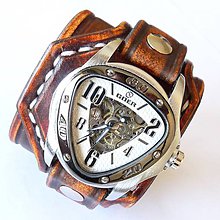 Náramky - Pánske kožené hodinky hnedé - 5368764_