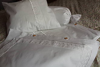 Úžitkový textil - Biela posteľná bielizeň s madeirou - 5374971_