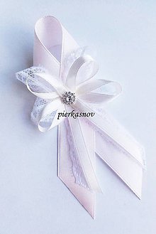 Svadobné pierka - svadobné pierko veľké ivory + rúžová  + čipka - 5376936_