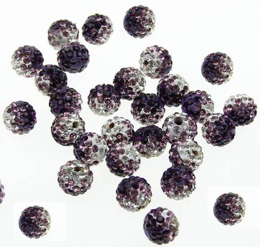 Korálky - Shamballa korálky melírované fialové - 5382313_