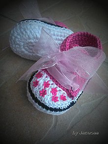 Detské topánky - Háčkované tenisky s mini kvetinkami - 5388759_