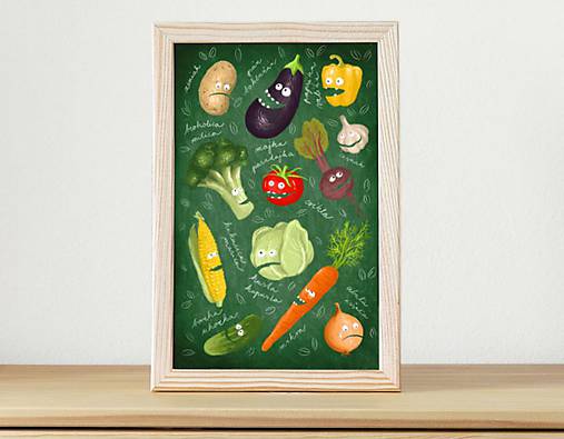  - Zelenina - ilustrácia v drevenom ráme - 5394052_