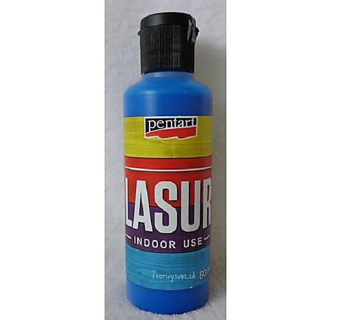 Farby-laky - Lazúra na drevo, 80 ml modrá (interiér) - 5411691_