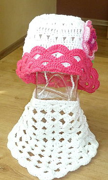 Detské čiapky - Romanticky ruzovo biely klobucik - 5413074_