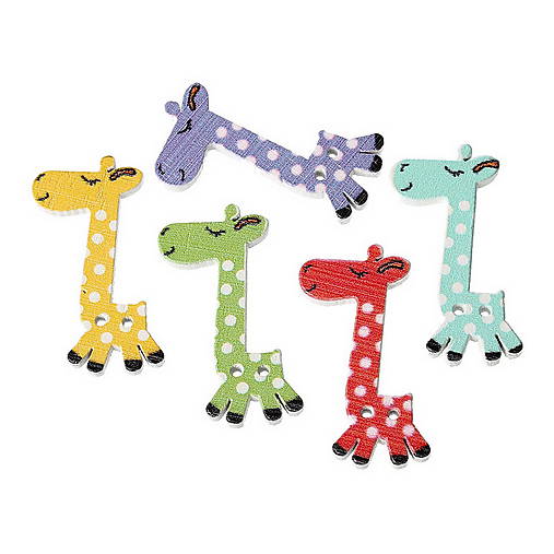 Drevené gombíčky žirafky (balíček 5ks)