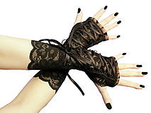 Dámské čipkové  čierne rukavice  0385A