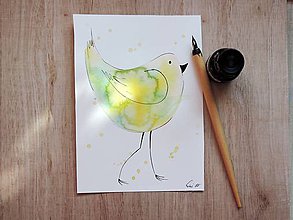 Kresby - zelený metalický vtáčik III. - 5437598_