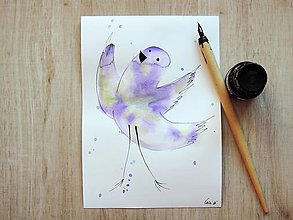 Kresby - fialový metalický vtáčik IV. - 5437679_