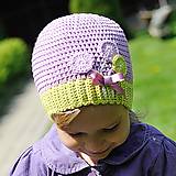 Detské čiapky - Fialovo-zelená čiapočka - 5446329_
