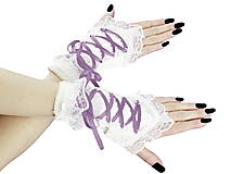 Rukavice - Dámské biele rukavičky s korzetovým šnurovaním 1320E - 5462211_