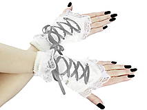 Rukavice - Dámské biele rukavičky s korzetovým šnurovaním 1320F - 5462222_