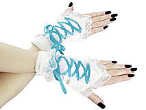 Rukavice - Dámské biele rukavičky s korzetovým šnurovaním 1320G - 5462231_