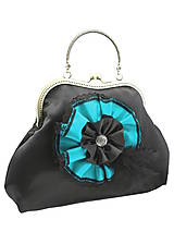 Spoločenská dámská kabelka čierno tyrkysová 1110