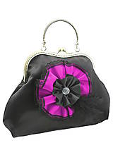 Spoločenská dámská kabelka čierno magenta 1110