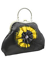 Spoločenská dámská kabelka čierno žltá 1110