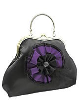Kabelky - Spoločenská dámská kabelka čierno tmavo fialová 1110 - 5462487_