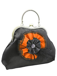 Kabelky - Spoločenská dámská kabelka čierno oranžová 1110 - 5462441_