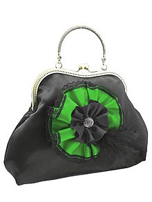 Kabelky - Spoločenská dámská kabelka čierno zelená 1110 - 5462464_