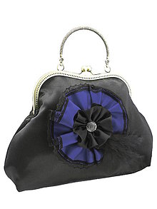 Kabelky - Spoločenská dámská kabelka čierno tmavo modrá 1110 - 5462509_