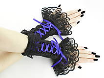 Spoločenské bezprstové rukavice čierno modré 0305D