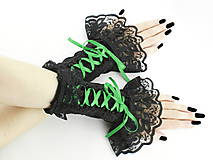 Spoločenské bezprstové rukavice čierno zelení 0305G