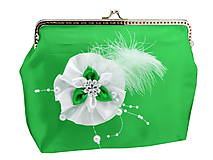 Saténová spoločenská kabelka zeleno biela 1185A