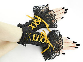 Rukavice - Spoločenské bezprstové rukavice čierno žlté 0305F - 5472995_