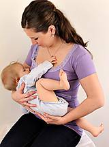 3v1 tričko pre tehotné, dojčiace, nedojčiace - kr. rukav, s čipkou - 76 farieb