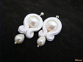 Náušnice - Collection with pearls - white...soutache - 5476240_