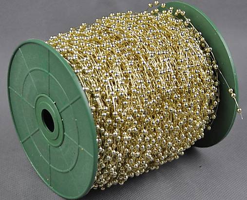 Galantéria - Perličková girlanda zlatá 3 mm - 5476156_