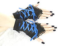 Bezprsté gothic čierno modré rukavice  0990