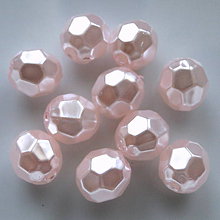 Korálky - GLANCE plast fazet 8mm (sv.ružová-10ks) - 5481481_