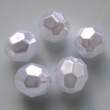 Korálky - GLANCE plast fazet 10mm-1ks (biela-1ks) - 5481604_