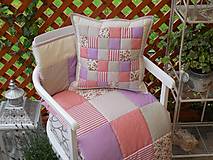 Úžitkový textil - Prehoz, vankúš patchwork vzor béžovo-fialovo-staroružová ( rôzne varianty veľkostí ) - 5481854_