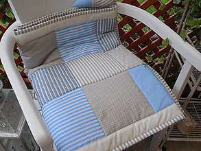 Úžitkový textil - Prehoz, vankúš patchwork vzor sivo-béžovo-modrá ( rôzne varianty veľkostí ) - 5481956_