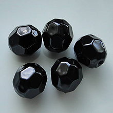 Korálky - GLANCE plast fazet 10mm-1ks (čierna-1ks) - 5481616_