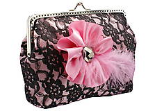Čipková kabelka růžovo čierná  0595A