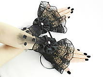 Náramky - Gothic čierné náramky na ruky s čipkou 014 - 5491763_