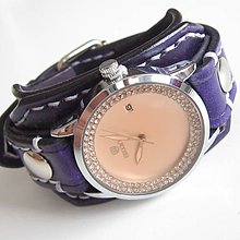 Náramky - Dámske kožené hodinky fialové - 5488561_