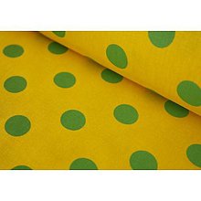 Textil - Veľké zelené bodky na žltom podklade - 5495462_
