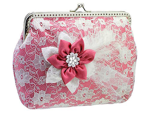 Čipková kabelka růžovo biela  004A