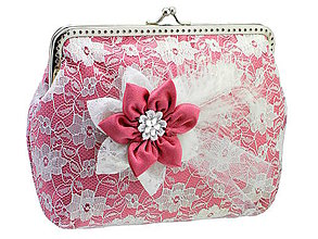 Taštičky - Čipková kabelka růžovo biela  004A - 5502035_