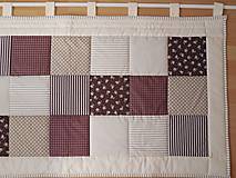 Úžitkový textil - Patchwork zástena na posteľ - dlhšia časť - béžovo - čokoládová - 5502065_