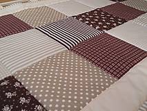 Úžitkový textil - Patchwork zástena na posteľ - dlhšia časť - béžovo - čokoládová - 5502066_