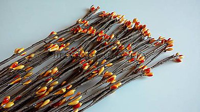 Galantéria - Ozdobné bobuľové vetvičky 40 cm oranžové - 5501326_