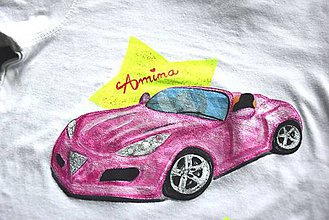 Topy, tričká, tielka - Ružové autíčko - 5509381_